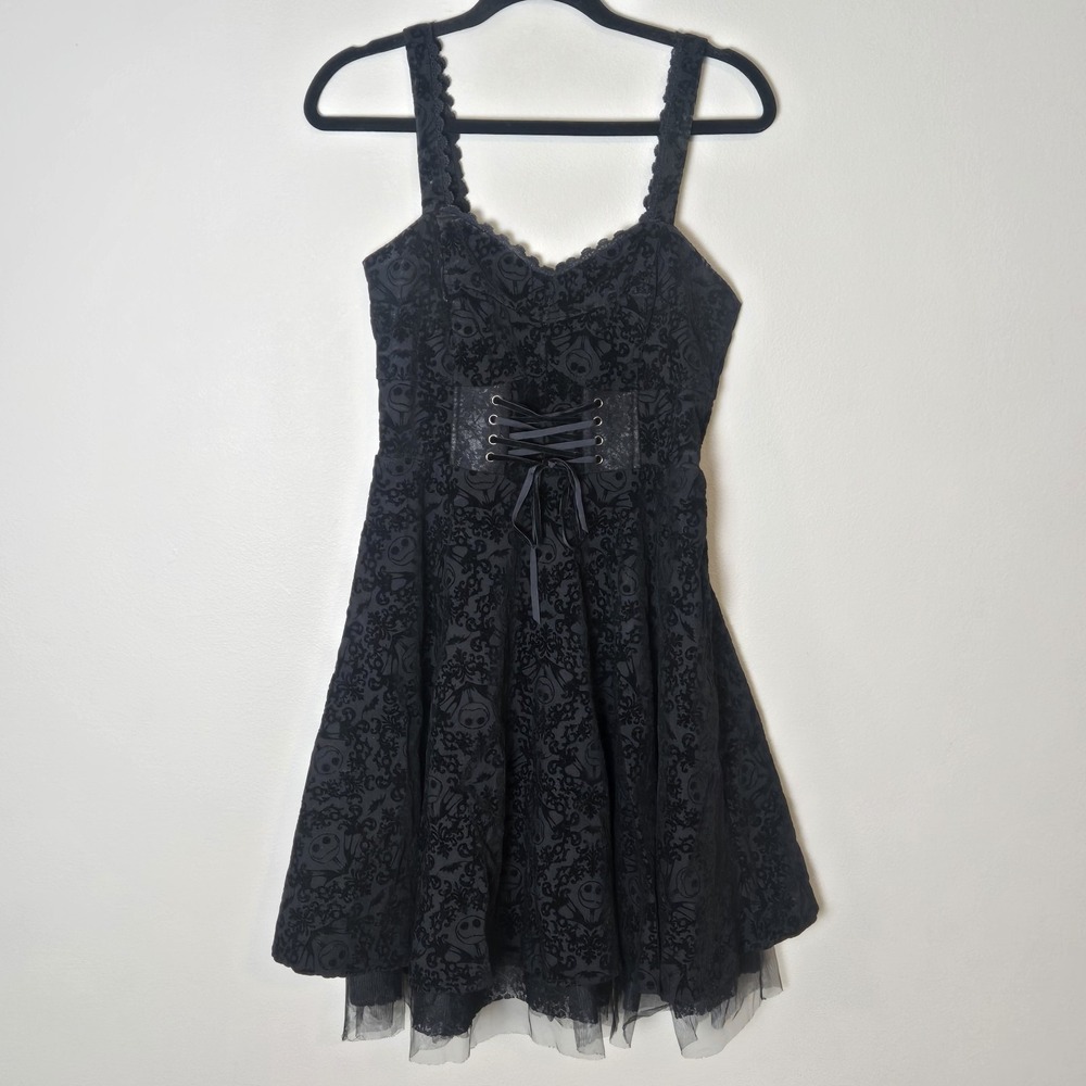 Disney Sz L Corset Dress Nightmare Before Christmas Black Velvet Gothic Grunge